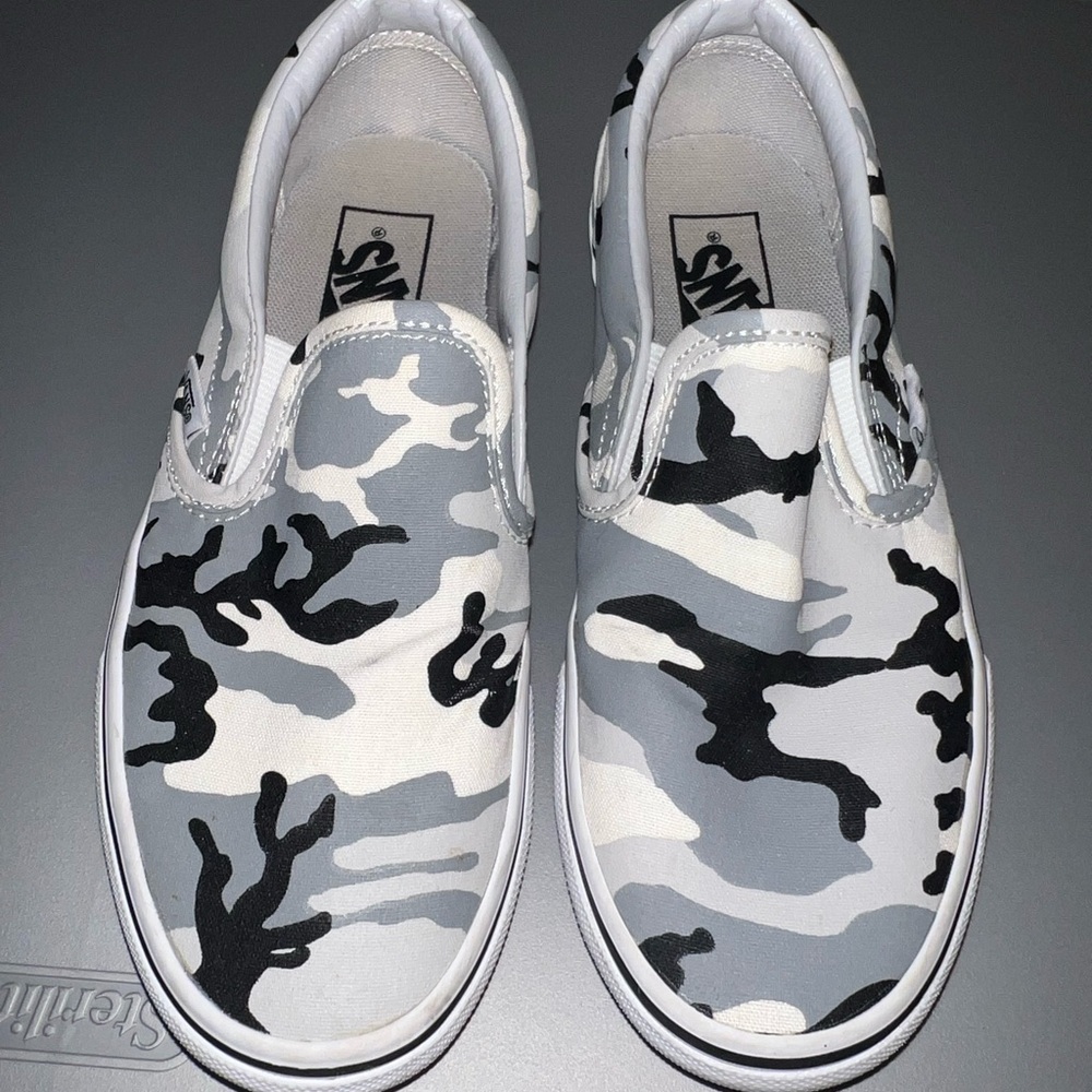 Vans Kids Black and Gray Camo Sneakers